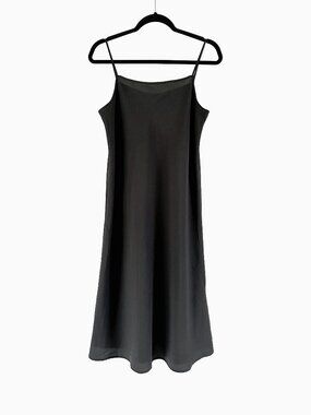 uniqlo black satin dress Uniqlo Black Satin Dress Sleeveless